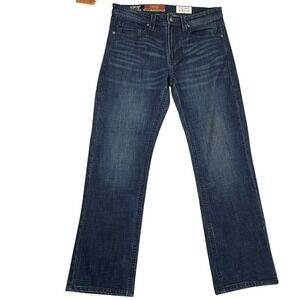 Axel Brand Jeans Mens 34W 32L Dark Blue Whisker Slim Boot Western Stretch‎ Denim